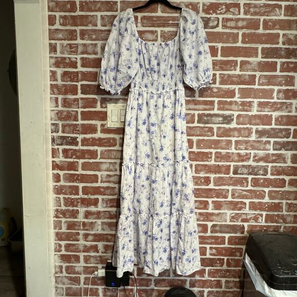 LoveShackFancy x Target Gemma Maxi Dress White Floral Puff Sleeve Size XS - Picture 2 of 9
